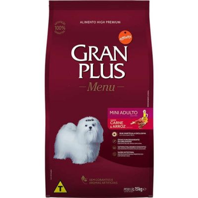 Ração GranPlus Menu para Cães Adultos de Porte Mini Sabor Carne e Arroz