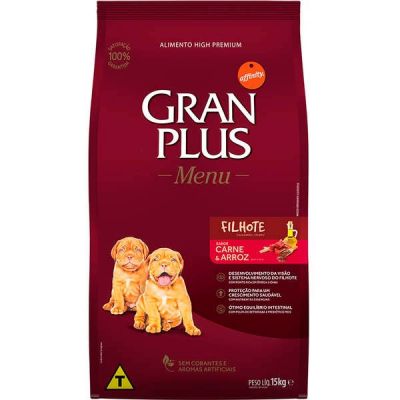 Ração GranPlus Menu Carne e Arroz para Cães Filhotes 15kg