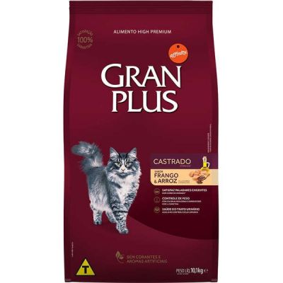 Ração GranPlus Frango e Arroz para Gatos Castrados Adultos