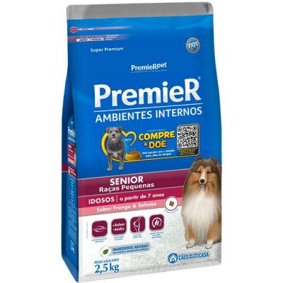 Ração Premier Senior Ambientes Internos para Cães Adultos Sabor Frango e Salmão