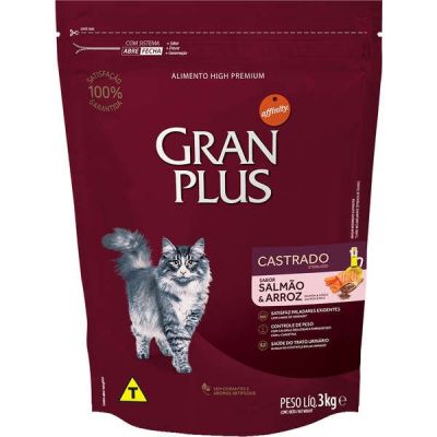 GranPlus Gatos Adultos Castrados Sabor Salmão e Arroz