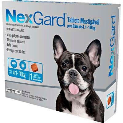 Antipulgas e Carrapatos NexGard 28,3 mg para Cães de 4,1 a 10 Kg