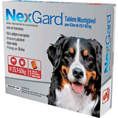 Antipulgas e Carrapatos NexGard 136 mg para Cães de 25,1 a 50 Kg