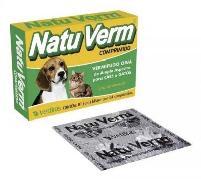 Natu Verm Comprimido Vermífugo Cães Gatos 