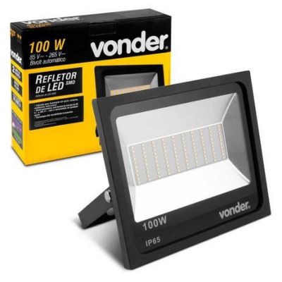 Refletor Holofote de LED SMD Vonder RLV100 6500K 100W Bivolt Luz Branca Iluminação Externa